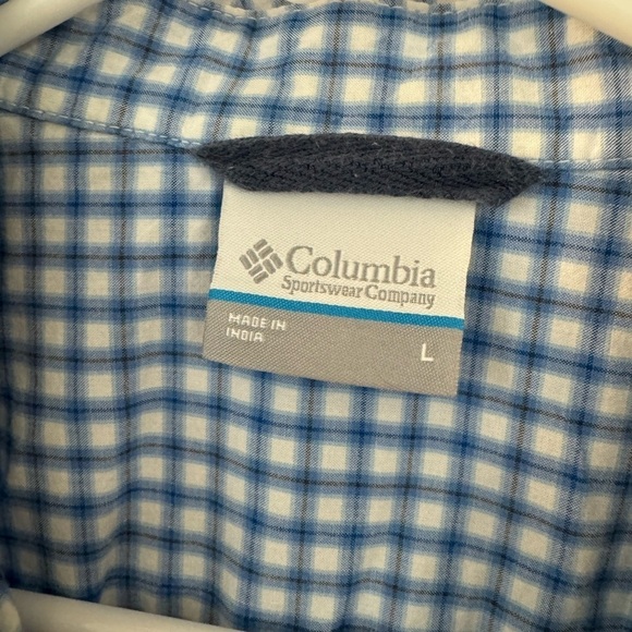 Columbia Men’s Large Short Sleeve Button Down Shirt Blue Plaid Regular NWOT - Picture 2 of 10